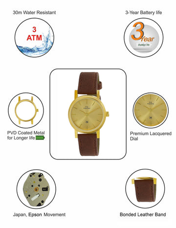 Maxima GOLD Women Gold Dial Analogue Watch - 67821LMLY